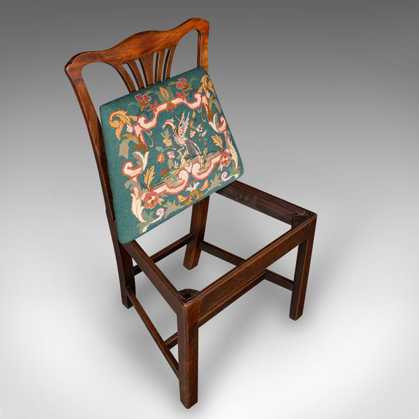 Antique Embroidered Side Chair, English, Hall, Morning Room, Georgian, C.1800