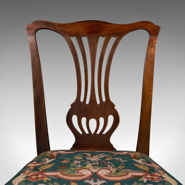 Antique Embroidered Side Chair, English, Hall, Morning Room, Georgian, C.1800