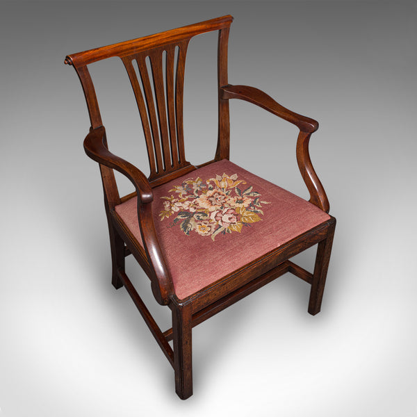 Antique Morning Room Elbow Chair, English, Armchair, Chippendale Taste, Georgian