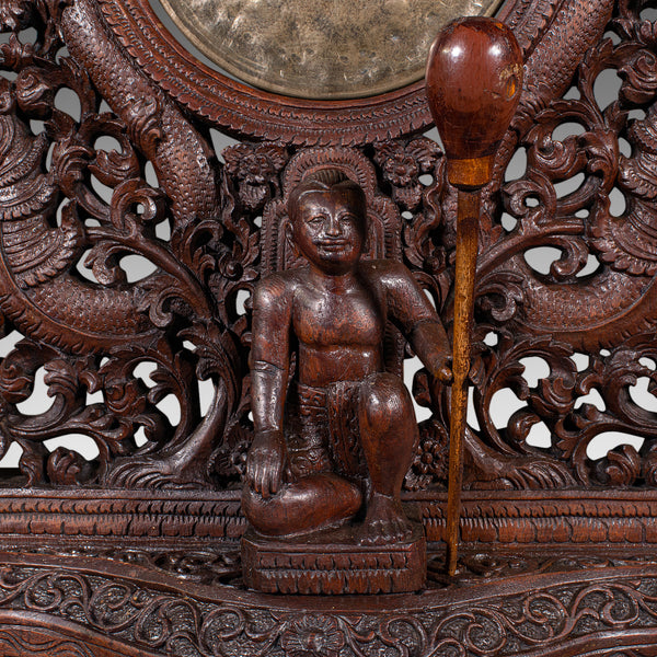 Ornate Antique Temple Gong, Burmese, Carved, Mounted Chime, Victorian, C.1900