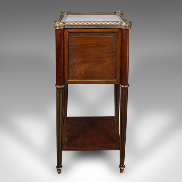 Antique Bedside Table, French, Walnut, Marble, Nightstand, Victorian, Circa 1840