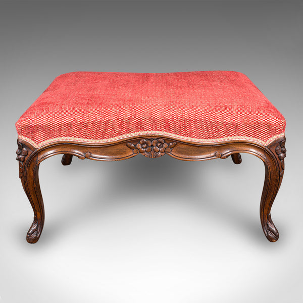 Large Antique Fireside Stool, English, Walnut, Footstool, Victorian, Circa 1850