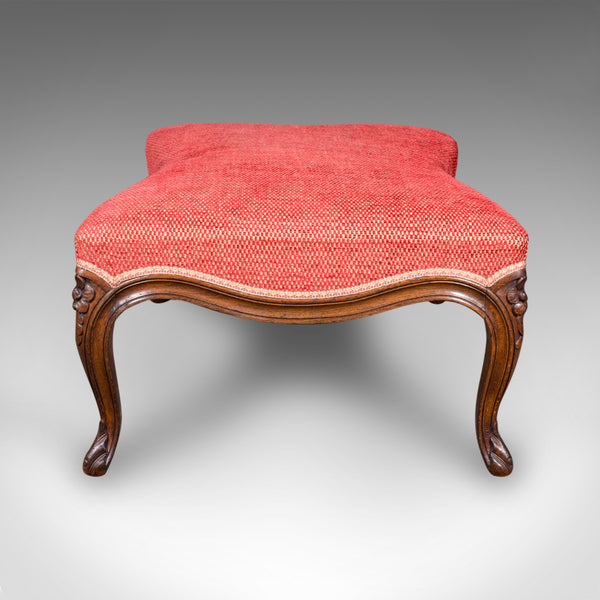 Large Antique Fireside Stool, English, Walnut, Footstool, Victorian, Circa 1850