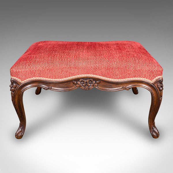 Large Antique Fireside Stool, English, Walnut, Footstool, Victorian, Circa 1850