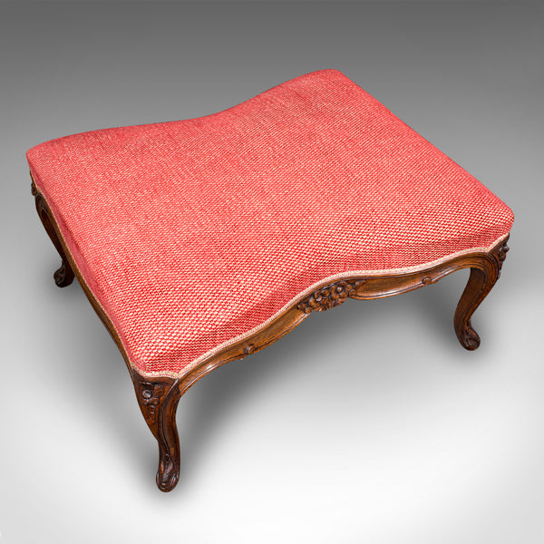 Large Antique Fireside Stool, English, Walnut, Footstool, Victorian, Circa 1850