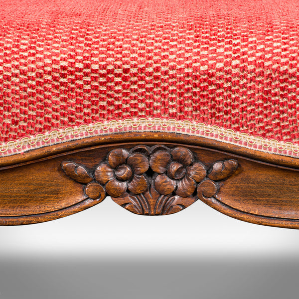 Large Antique Fireside Stool, English, Walnut, Footstool, Victorian, Circa 1850