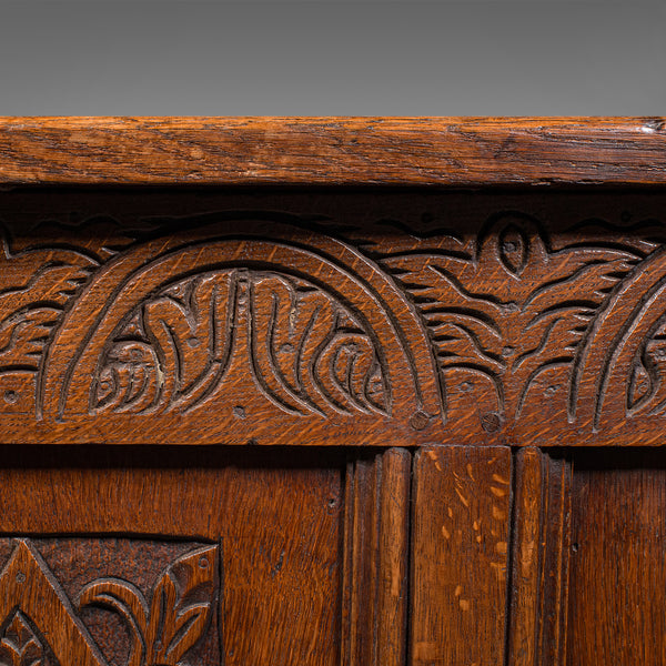 Large Antique Coffer, English, Oak Storage Trunk, Linen Chest, William III, 1700