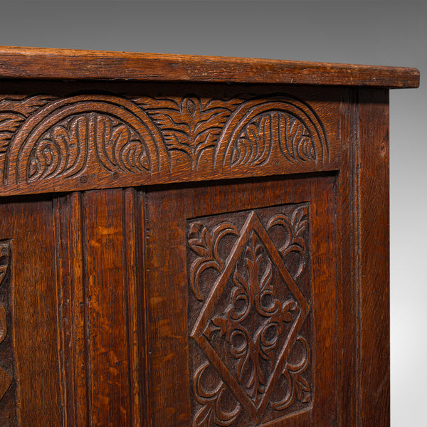 Large Antique Coffer, English, Oak Storage Trunk, Linen Chest, William III, 1700