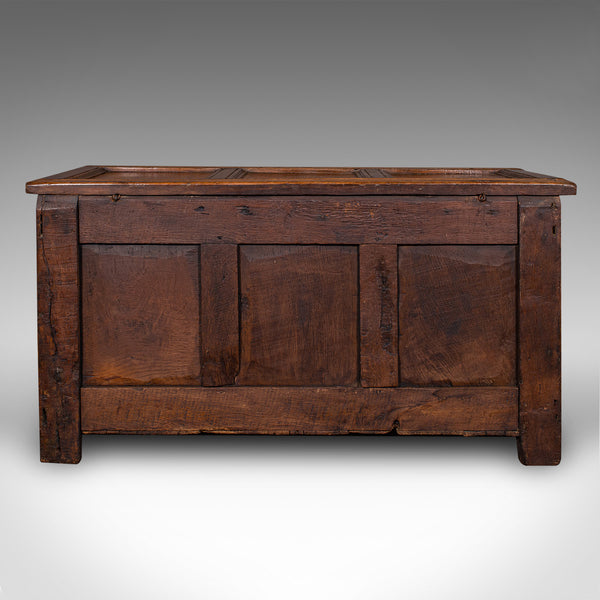 Large Antique Coffer, English, Oak Storage Trunk, Linen Chest, William III, 1700