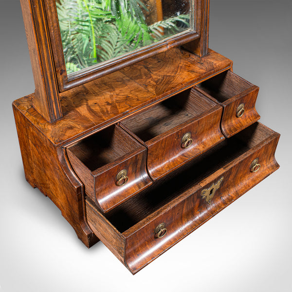 Antique Queen Anne Bureau Mirror, English Walnut, Dressing Table, Georgian, 1740