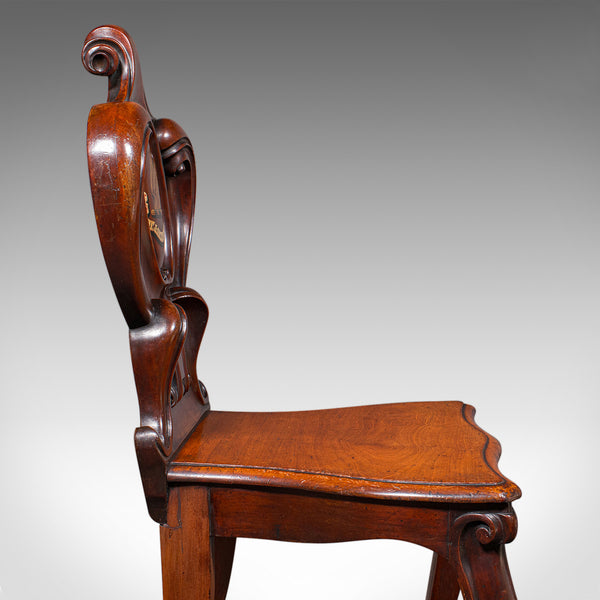 Antique Law Chambers Hall Chair, Scottish, Walnut, Reception Seat, Victorian