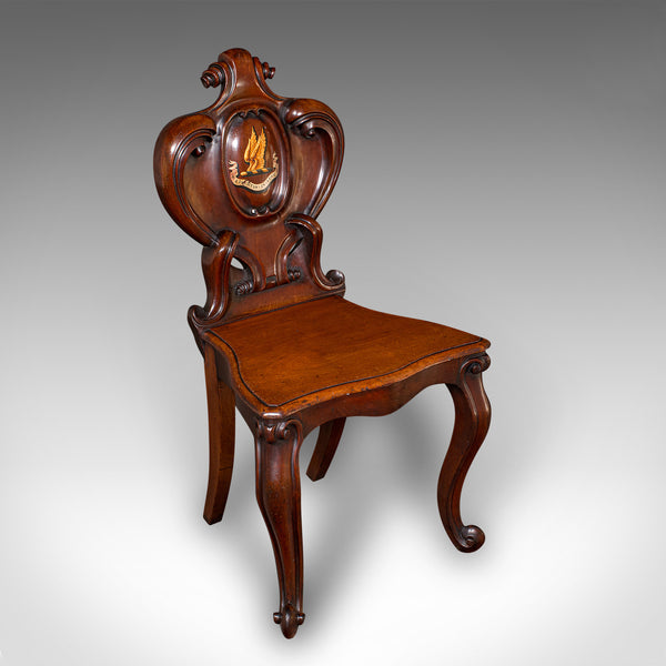 Antique Law Chambers Hall Chair, Scottish, Walnut, Reception Seat, Victorian