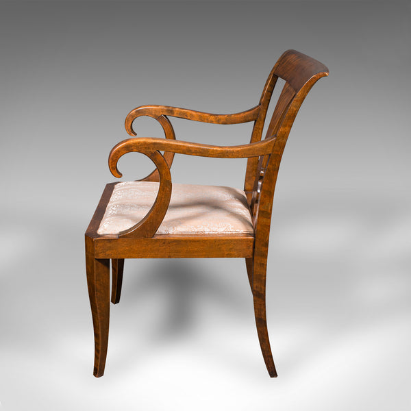 Vintage Elbow Chair, Continental, Satinwood, Seat, Biedermeier Taste, Art Deco