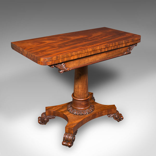 Antique Fold Over Parlour Card Table, English, Games, Side, William IV, C.1835