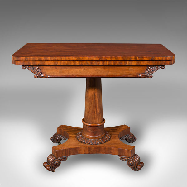 Antique Fold Over Parlour Card Table, English, Games, Side, William IV, C.1835