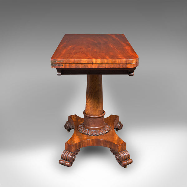 Antique Fold Over Parlour Card Table, English, Games, Side, William IV, C.1835