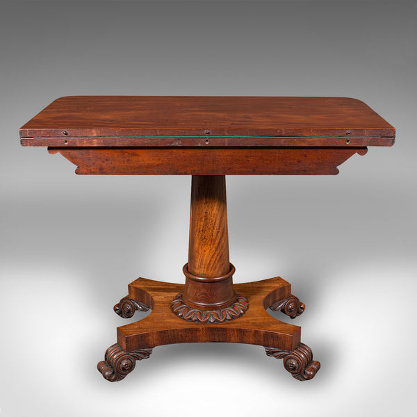 Antique Fold Over Parlour Card Table, English, Games, Side, William IV, C.1835