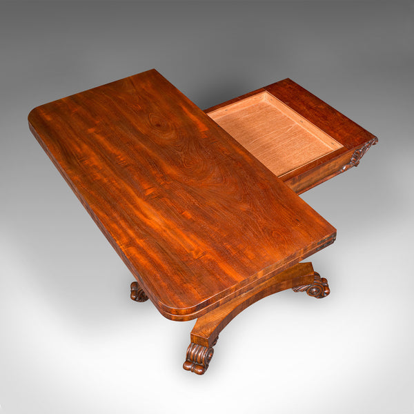 Antique Fold Over Parlour Card Table, English, Games, Side, William IV, C.1835