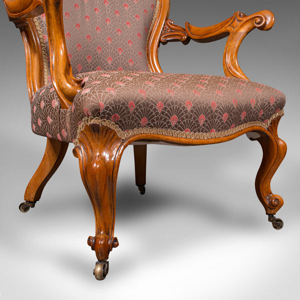 Antique Spoon Back Elbow Chair, English, Walnut, Armchair, Early Victorian, 1840