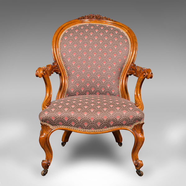 Antique Spoon Back Elbow Chair, English, Walnut, Armchair, Early Victorian, 1840