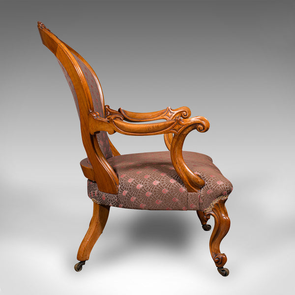 Antique Spoon Back Elbow Chair, English, Walnut, Armchair, Early Victorian, 1840