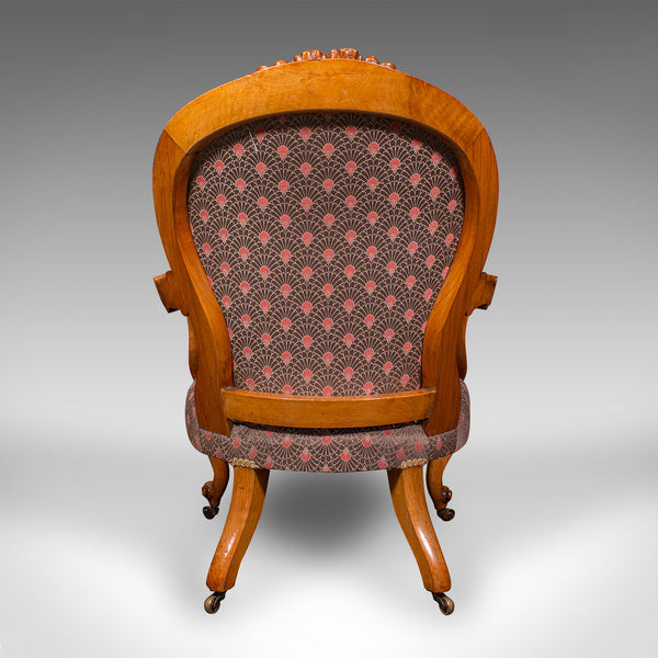 Antique Spoon Back Elbow Chair, English, Walnut, Armchair, Early Victorian, 1840