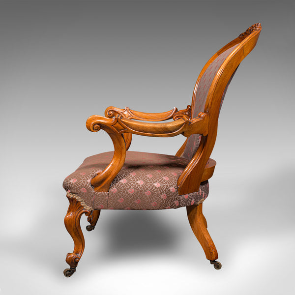 Antique Spoon Back Elbow Chair, English, Walnut, Armchair, Early Victorian, 1840