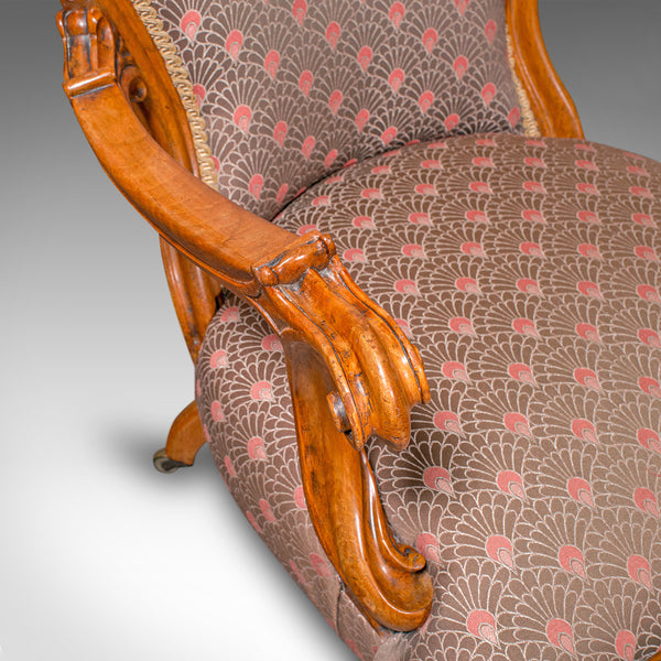 Antique Spoon Back Elbow Chair, English, Walnut, Armchair, Early Victorian, 1840