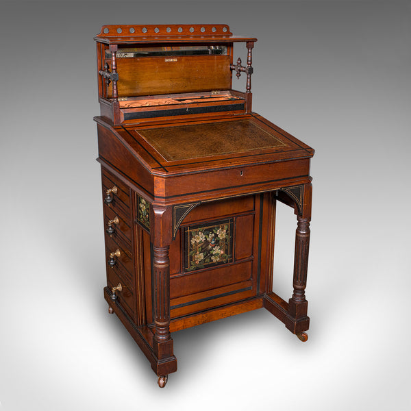 Antique Aesthetic Period Davenport, English, Walnut, Writing Desk, Victorian