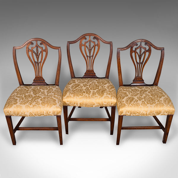 Set of 6 Antique Hepplewhite Revival Dining Chairs, English, Seat, Victorian