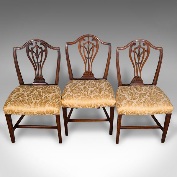 Set of 6 Antique Hepplewhite Revival Dining Chairs, English, Seat, Victorian