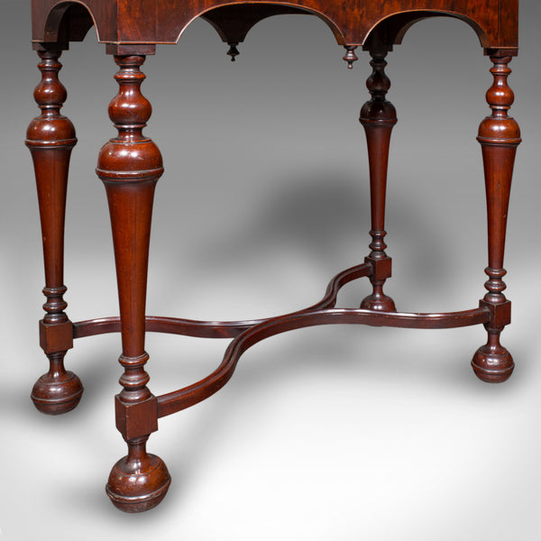 Antique Console Table, English, Elm, Hall, Side, Queen Anne Revival, Victorian