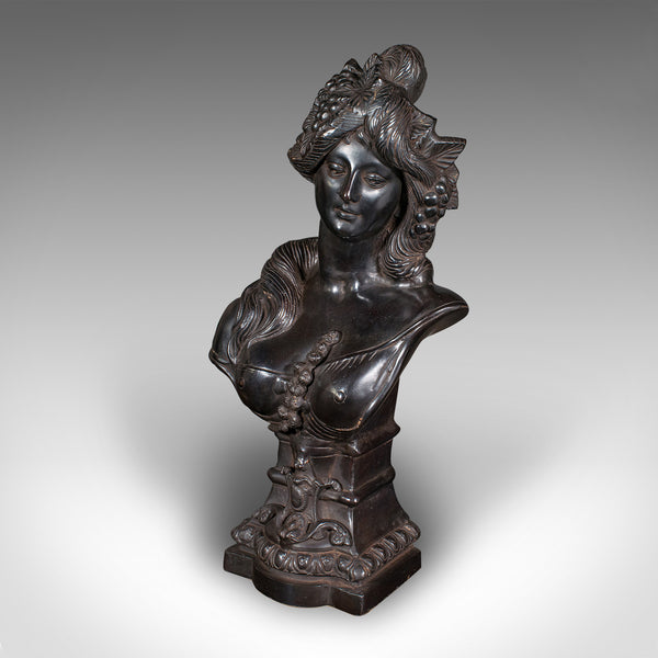 Heavy Vintage Bohemian Female Bust, Continental, Bronze, After Art Nouveau, 1930