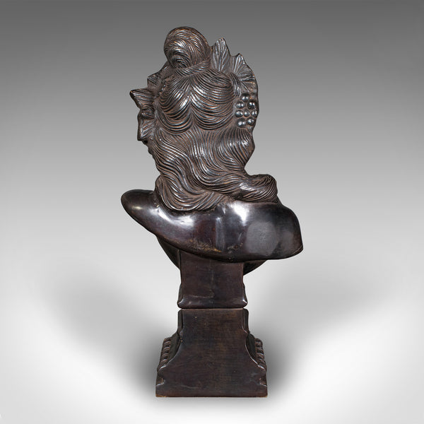 Heavy Vintage Bohemian Female Bust, Continental, Bronze, After Art Nouveau, 1930