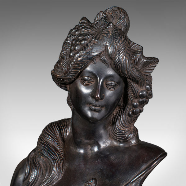 Heavy Vintage Bohemian Female Bust, Continental, Bronze, After Art Nouveau, 1930