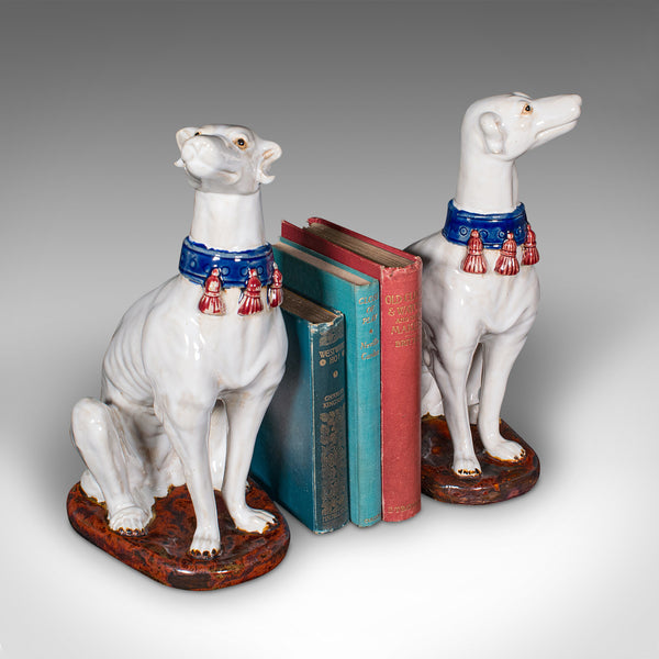 Pair Of Vintage Greyhound Figures, Italian, Dog Statue, Bookends, Mid Century