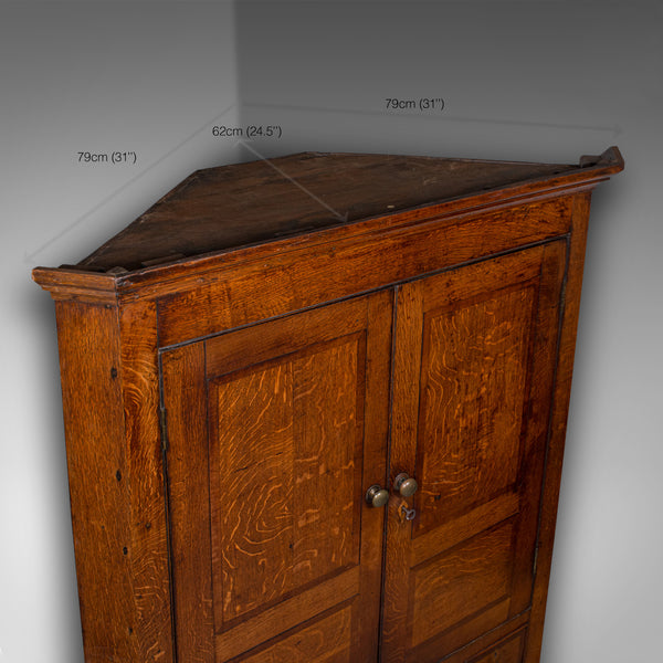 7' Tall Antique Country Manor Corner Cabinet, Scottish Oak, Cupboard, Georgian