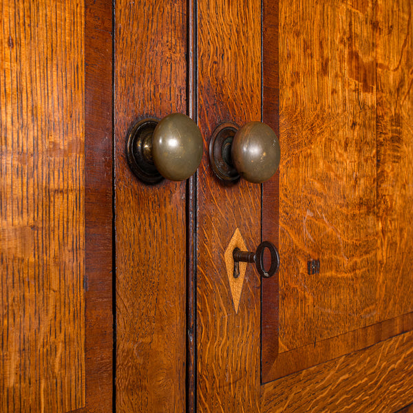 7' Tall Antique Country Manor Corner Cabinet, Scottish Oak, Cupboard, Georgian