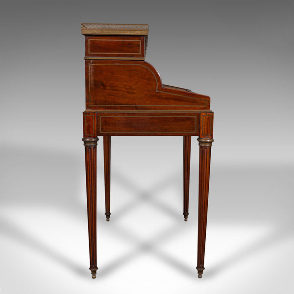 Antique Lady's Writing Desk, French, Marble, Roll Top Bureaux, Victorian, C.1850