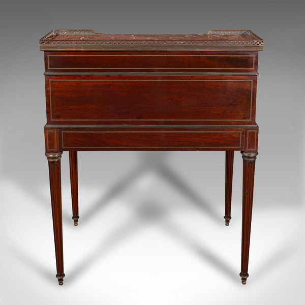 Antique Lady's Writing Desk, French, Marble, Roll Top Bureaux, Victorian, C.1850