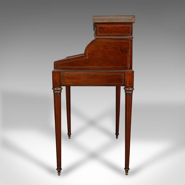 Antique Lady's Writing Desk, French, Marble, Roll Top Bureaux, Victorian, C.1850