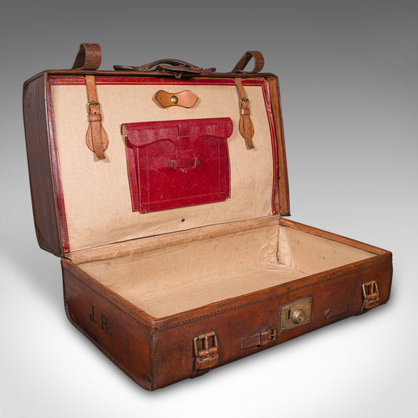 Antique Country Gentleman's Suitcase, Scottish, Leather, Travel Case, Edwardian