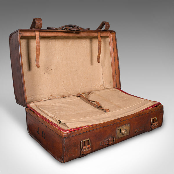 Antique Country Gentleman's Suitcase, Scottish, Leather, Travel Case, Edwardian