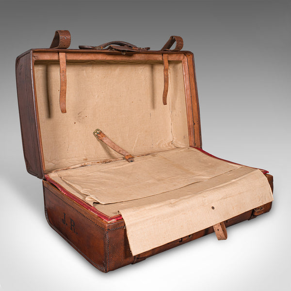 Antique Country Gentleman's Suitcase, Scottish, Leather, Travel Case, Edwardian