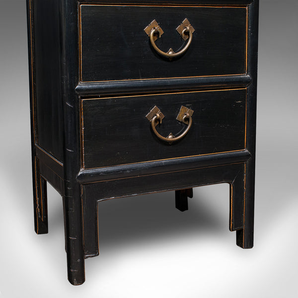 Tall Vintage Chest of Drawers, Chinese, Ebonised Elm, Storage, Tallboy, C.1980