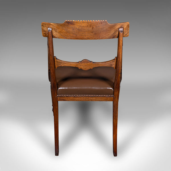 Antique Drawing Room Elbow Chair, English, Leather, Desk Seat, Regency, C.1820