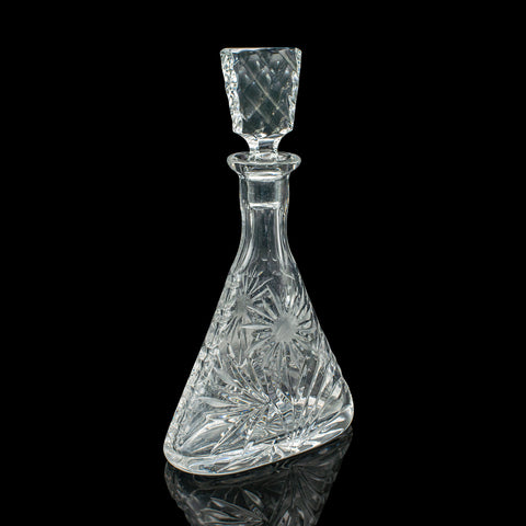 Vintage Sherry Decanter, English, Cut Crystal Glass, Spirit Vessel, Wine, C.1970