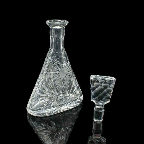 Vintage Sherry Decanter, English, Cut Crystal Glass, Spirit Vessel, Wine, C.1970