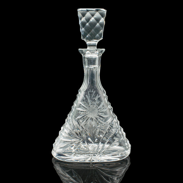 Vintage Sherry Decanter, English, Cut Crystal Glass, Spirit Vessel, Wine, C.1970