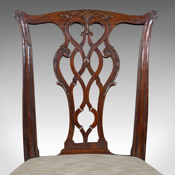 4 Antique Dining Room Chairs, English, Seat, After Chippendale, Georgian, C.1800